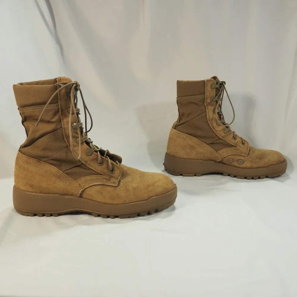 McRae Combat Boot Mens 8R Coyote Tan Suede Lace Up Military Tactical Vibram Lug